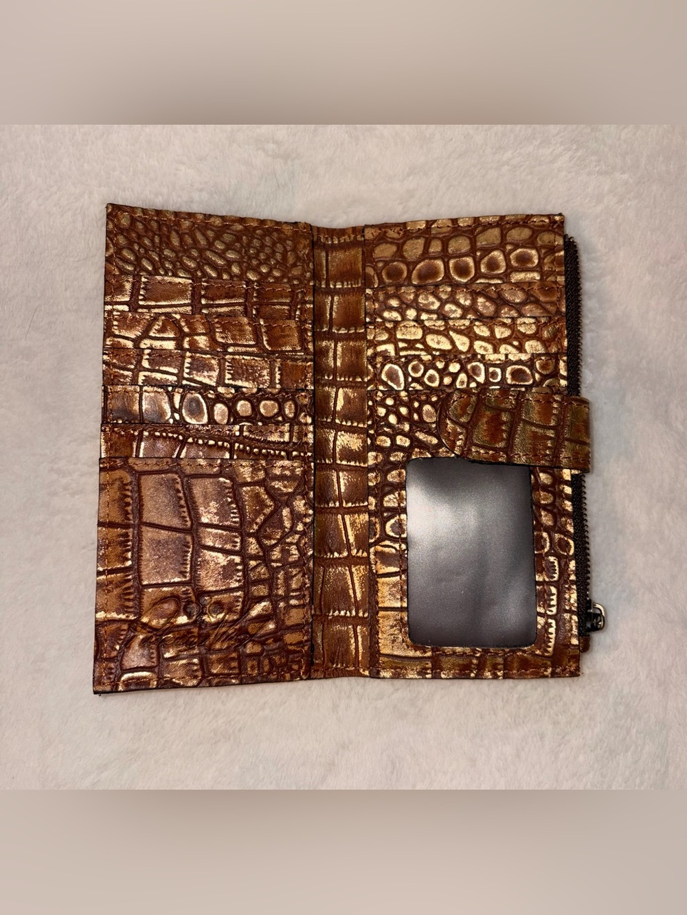 Patricia Nash Nazari Gold Leather Crocodile Wallet View 4